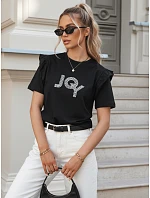 Dámské bavlněné tričko JOY černé FashionStreet RY2526 Dámské bavlněné tričko JOY černé FashionStreet RY2526