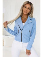 481-3 Semišová RAMONESKA s dlouhými rukávy a zipy - MODRÁ