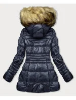 Tmavě modrá dámská prošívaná bunda pro přechodné období (2M-052)