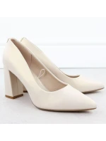 Béžové lodičky Sergio Leone PB216 s perleťovým jehlovým podpatkem