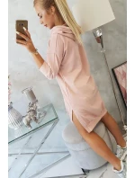 Šaty s kapucí a delšími zády tmavě pudrově růžové Šaty s kapucí a delšími zády tmavě pudrově růžové