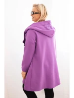 Dámská mikina Plus Size zateplená s kapucí a asymetrickým zipem tmavě fialová Dámská mikina Plus Size zateplená s kapucí a asymetrickým zipem tmavě fialová