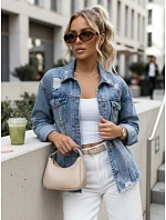 Dámská džínová bunda s odřenou modrou FashionStreet TY5687
