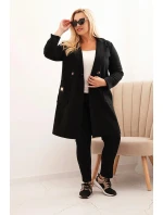 Dámský elegantní kabát Plus Size s límcem a velkými kapsami černý Dámský elegantní kabát Plus Size s límcem a velkými kapsami černý