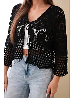 Dámský letní krajkový svetr s knoflíky a dlouhým rukávem černý Dámský letní krajkový svetr s knoflíky a dlouhým rukávem černý
