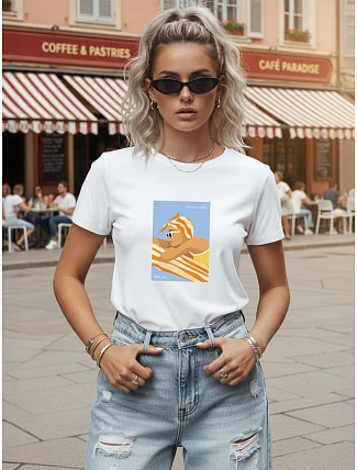 Dámské bavlněné tričko s potiskem, klasické bílé, FashionStreet NX8025RY