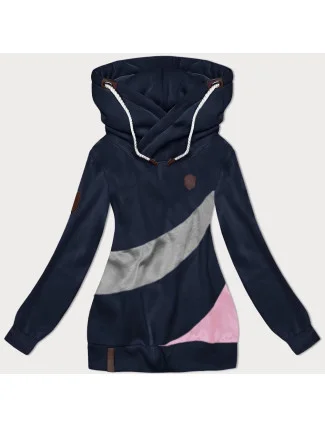 Tmavě modro-šedá hrubší dámská mikina s pruhy (2302) Tmavě modro-šedá hrubší dámská mikina s pruhy (2302)