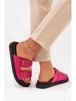 Dámské Pantofle Na Platformě S Přezkami Fuchsie Simbes