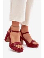 Eko kožené sandály na podpatku bordové Lillita