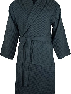 The One Towelling Waffle Bathrobe Vaflový župan 48.1044 anthracite