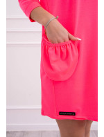 Šaty s kapucí růžové neonové
