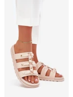 Dámské Pantofle S Pásky Světle Béžové Pasiriela