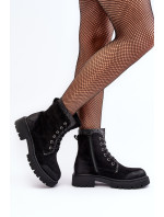 Zdobené dámské pracovní boty se zipem Black Santelia