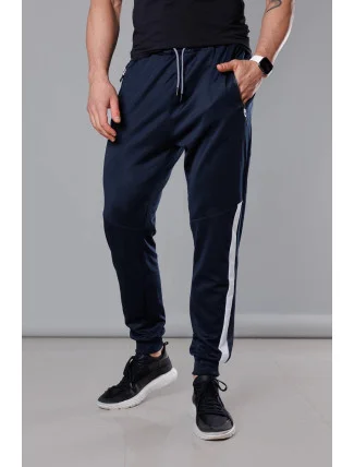 Tmavě modro-bílé pánské teplákové kalhoty se vsadkami (8K172) Tmavě modro-bílé pánské teplákové kalhoty se vsadkami (8K172)