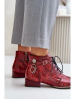 Dámské kožené lakované botky Maciejka červené 5743A-08 Dámské kožené lakované botky Maciejka červené 5743A-08