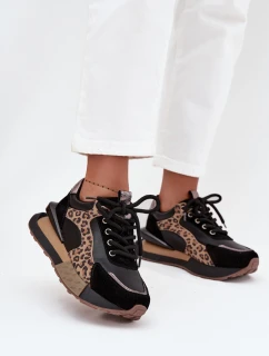 Kožené dámské tenisky na platformě Panterka Artiker 55C0134 Černé