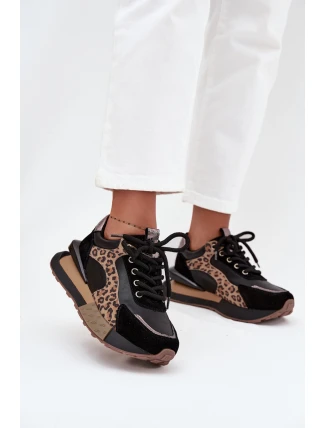 Kožené dámské tenisky na platformě Panterka Artiker 55C0134 Černé