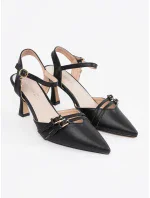 Pěkné  lodičky černé dámské na jehlovém podpatku