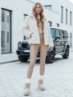 Dámský krátký kabát ELMIRIS béžový kožich FashionStreet TY4994