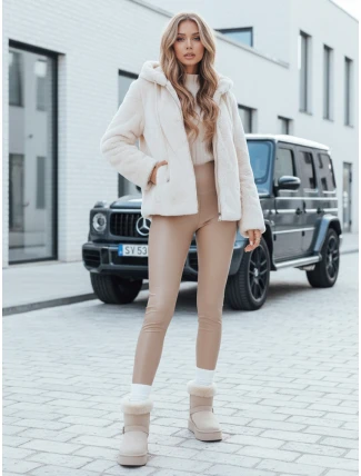 Dámský krátký kabát ELMIRIS béžový kožich FashionStreet TY4994