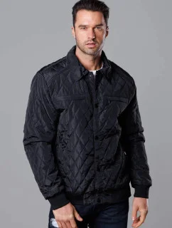 Černá pánská prošívaná bunda s límcem (58M13080-392)