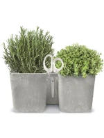 Květináč s bylinkami TWINS CUBE WITH CUTLERY WHITE