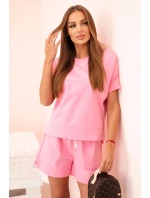 Dámský punto set s krátkými rukávy a šortkami světle růžová