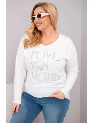 Dámská blůza Plus Size s potiskem Love You More bílá