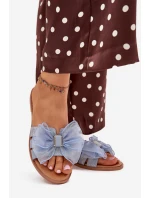 Dámské Pantofle Na Plochém Podpatku S Tylovou Mašlí Džínové Tanira