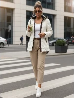 Dámská prošívaná přechodná bunda s odepínací kapucí ecru TY5624