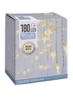 VÁNOČNÍ STROMEK SVĚTLA VENKOVNÍ SVĚTLO OPONA 180 VEDL ČASOVAČ TEPLÁ BÍLÁ PRŮHLEDNÝ KABEL