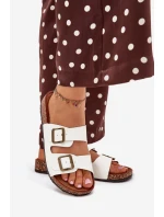 Dámské Pantofle Na Korkové Platformě S Přezkami Bílé Vesina Dámské Pantofle Na Korkové Platformě S Přezkami Bílé Vesina