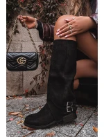 Zateplené dámské kozačky s klipsy černé Umbria