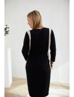 Denní šaty M401 černo-béžové - La Aurora Denní šaty M401 černo-béžové - La Aurora