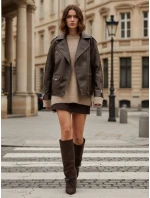 Dámské semišové kozačky s jehlovým podpatkem hnědé FashionStreet ZY1131