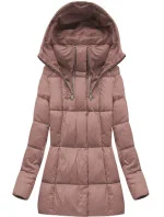 Krátká dámská zimní bunda ve starorůžové barvě se zipy (7750) Krátká dámská zimní bunda ve starorůžové barvě se zipy (7750)