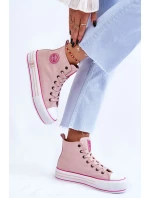 Dámské vysoké textilní tenisky na platformě Big Star LL274186 Růžová
