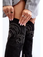 Dámské koleno vysoké boty na podpatku černé Vessy