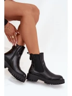 Dámské zateplené kožené boty na zip Big Star – černé