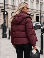 Dámská zimní prošívaná bunda s kapucí, bordová, FashionStreet TY5749 Dámská zimní prošívaná bunda s kapucí, bordová, FashionStreet TY5749