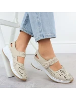 Rieker béžové kožené polobotky na suchý zip N4382-60