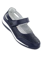 Dámské kožené polobotky na suchý zip tmavě modré Jezzi 9763 Dámské kožené polobotky na suchý zip tmavě modré Jezzi 9763