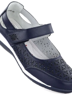 Dámské kožené polobotky na suchý zip tmavě modré Jezzi 9763