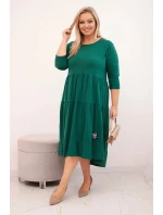 Dámská bavlněná sukni Plus Size s volány a ohrnutým rukávem zelená Dámská bavlněná sukni Plus Size s volány a ohrnutým rukávem zelená