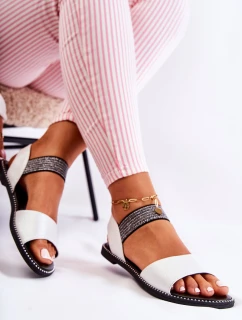 Klasický kožené sandály s cvočky Stříbrná Shelly