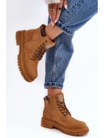 Kožené Ocouvané Botky Trapery Camel Felizia