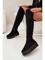 Dámské Kozačky Na Platformě Nad Kolena Big Star SS274264 Černé