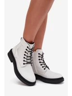 Zateplené dámské kotníkové boty z přírodní kůže Sergio Leone BT25248-S bílé