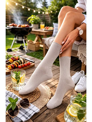 DÁMSKÉ HLADKÉ PONOŽKY Z MĚKKÉ BAVLNY