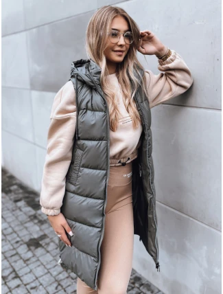 Dámská dlouhá prošívaná vesta FAR AWAY tmavě šedá FashionStreet TY3832